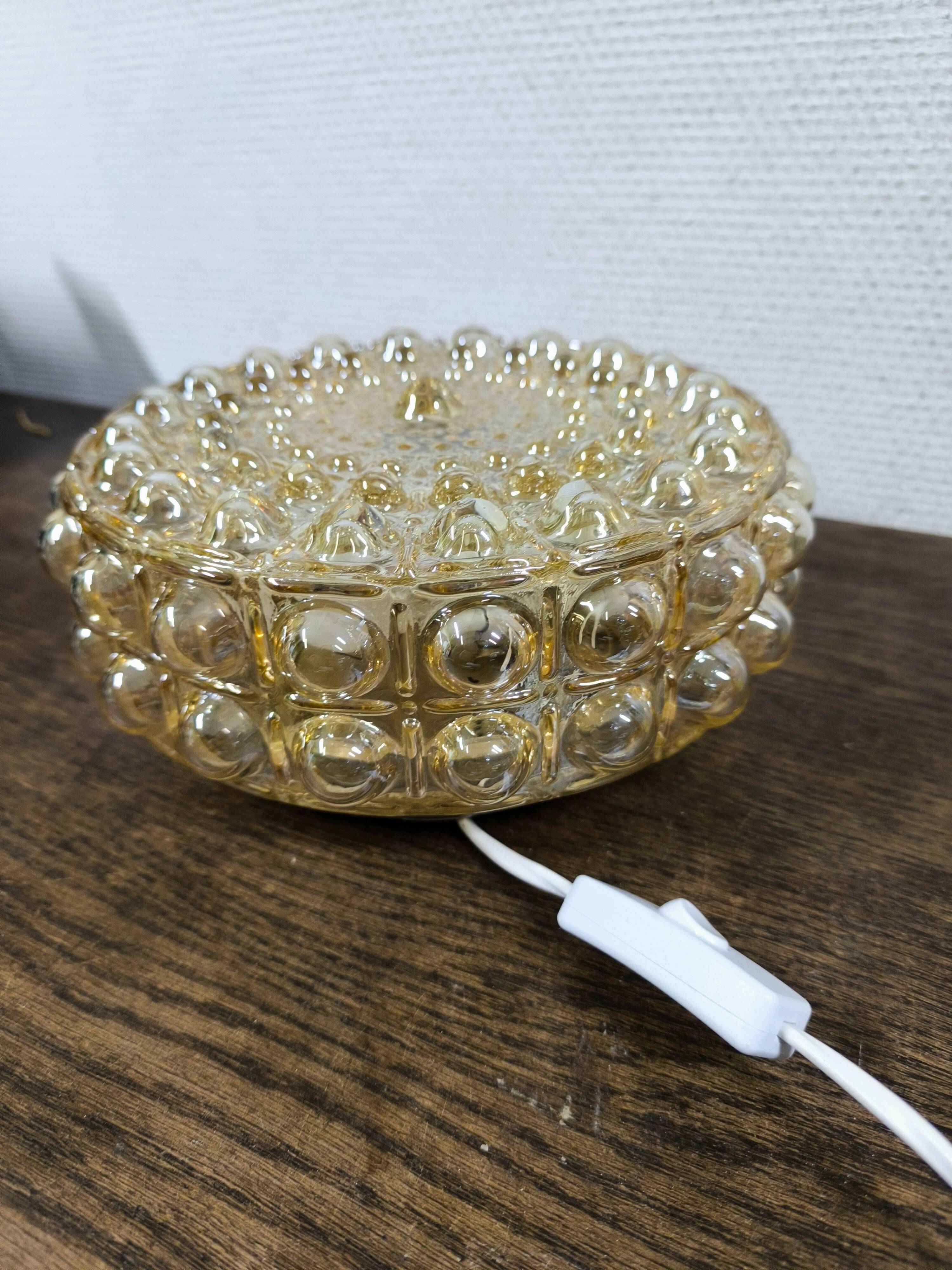 Amber bubble glass round ceiling light Philips 1960