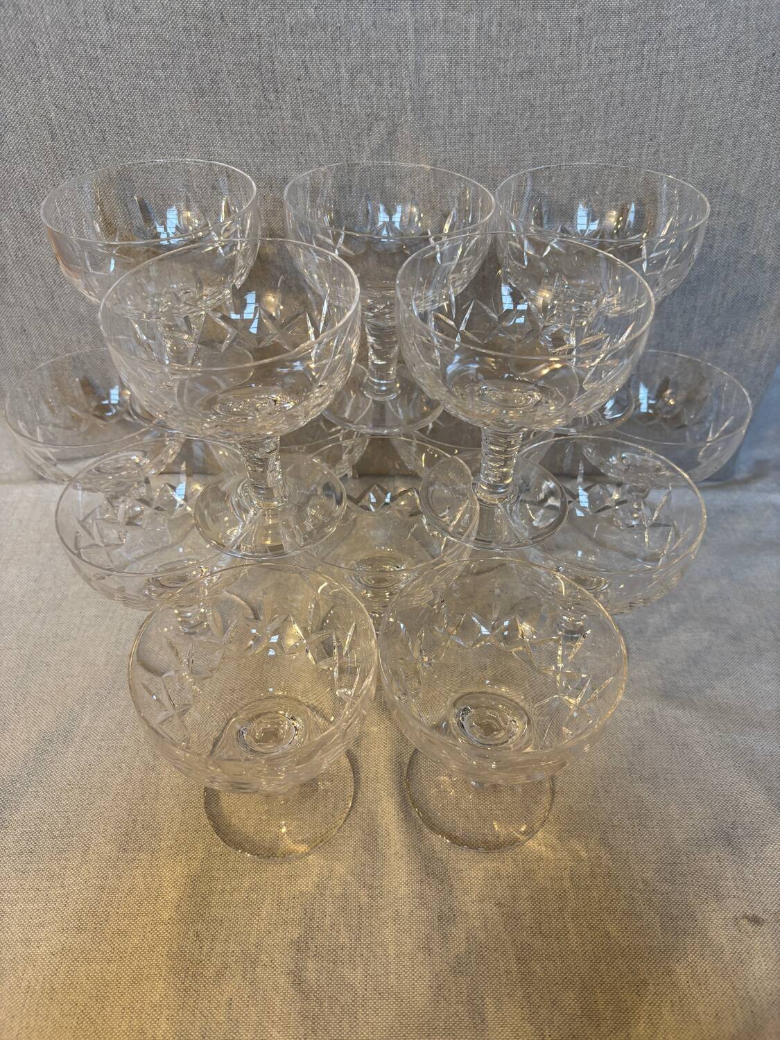 14 glasses of Stuart Crystal Carlingford champagne