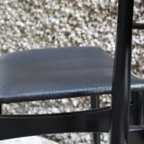 Coppia di sedie cassina da ufficio vintage in pelle nera, italia 1950, ottimo stato.