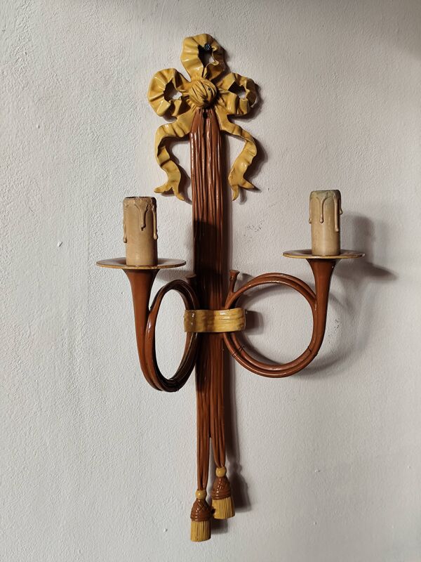 applique murale en métal bronze  peint , 2 feux , lampe style Napoléon III