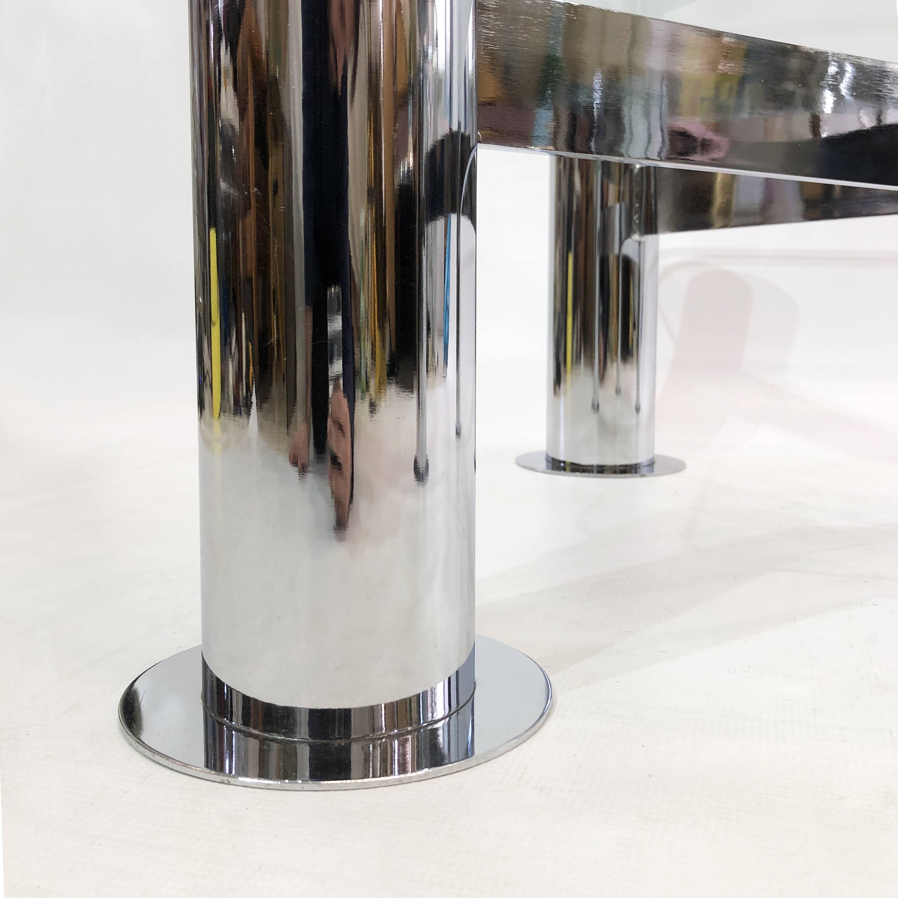 Pace Postmodern Coffee Table 1980s Vintage Retro Italy Chrome Glass