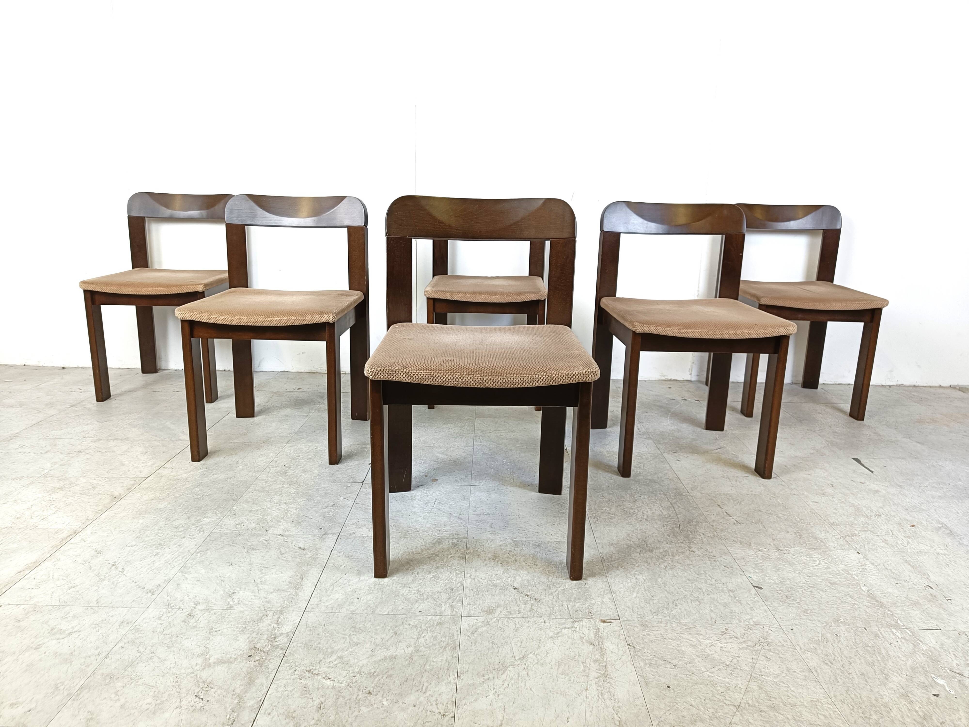 Vintage brutalist dining chairs, set of 6 - 1970s