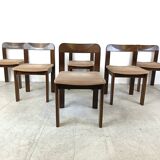 Vintage brutalist dining chairs, set of 6 - 1970s