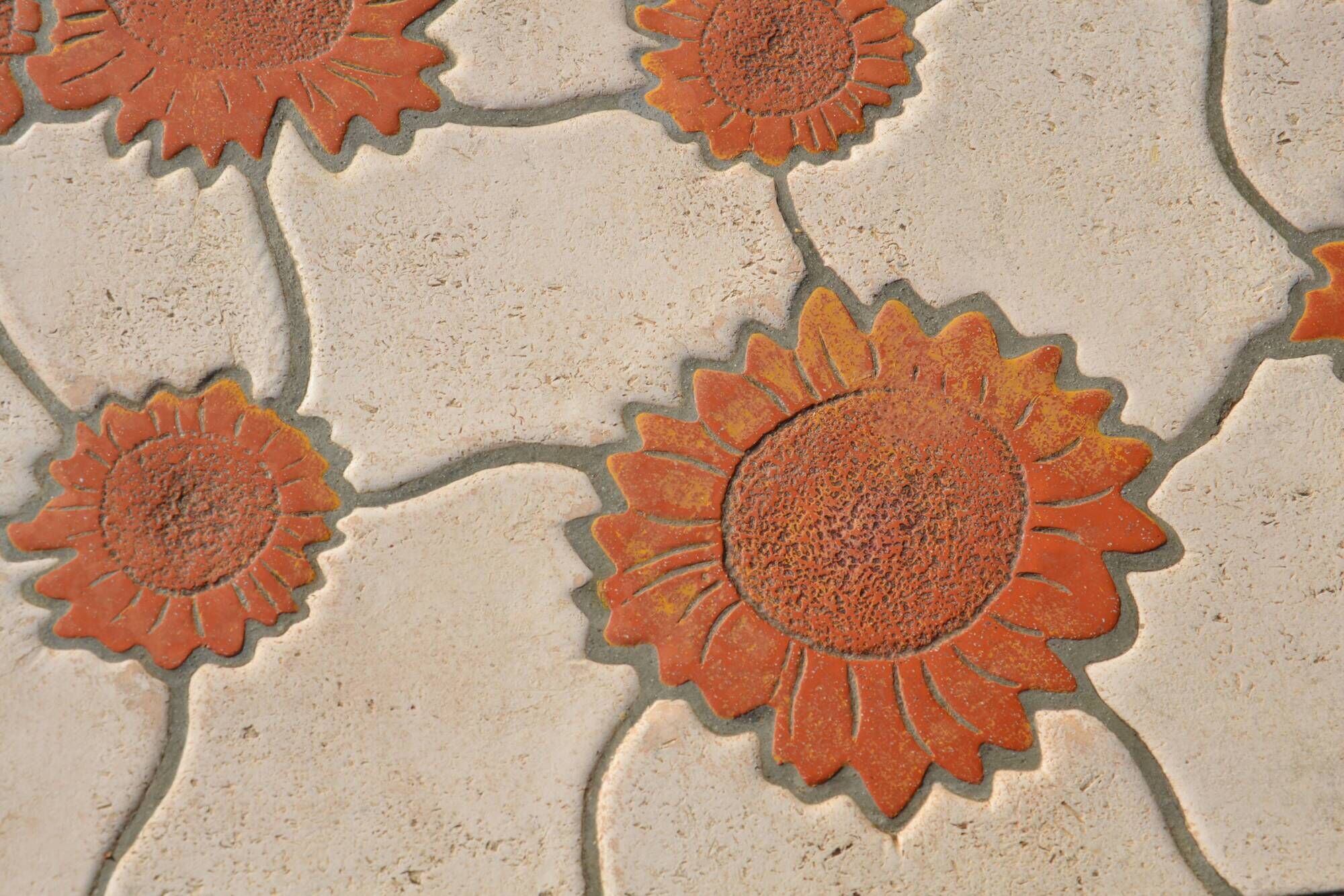 Ceramic coffee table Vallauris "Sunflower" signed Barrois