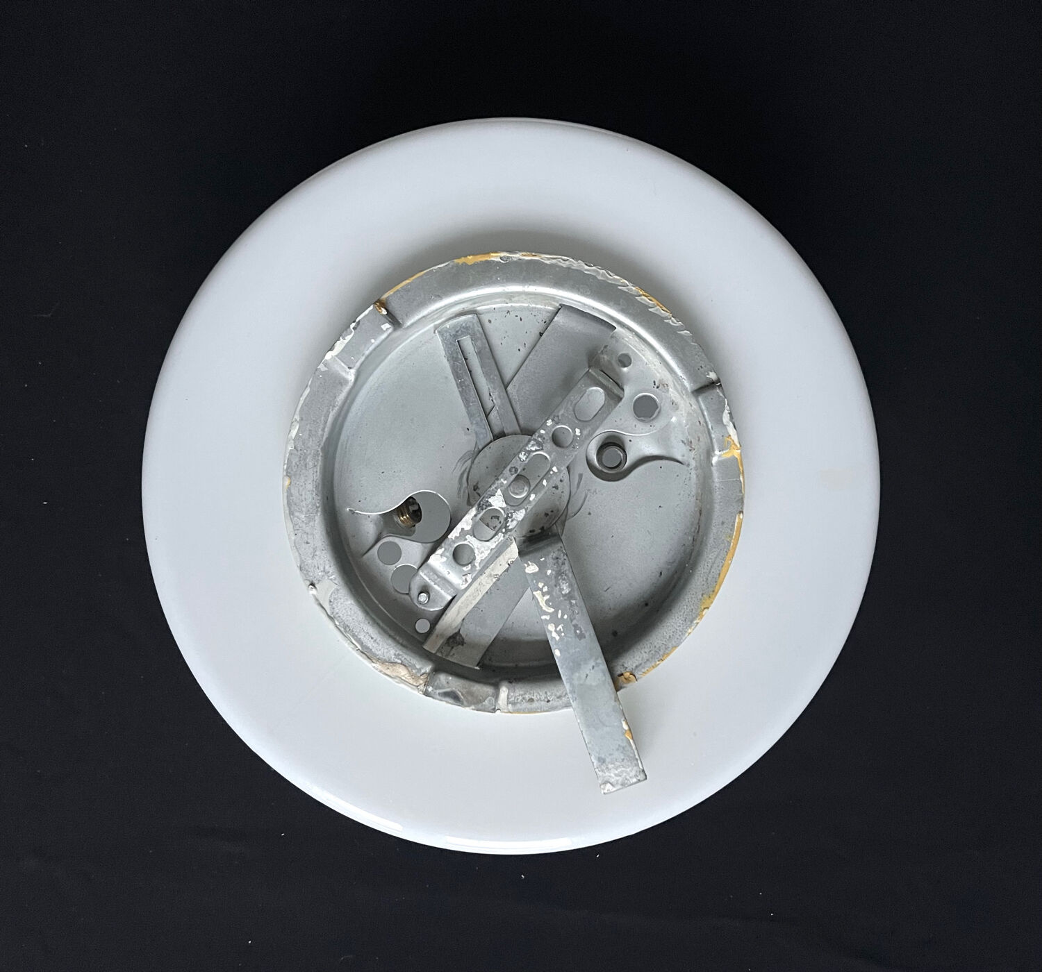 Round minimalist opaline ceiling light fixture