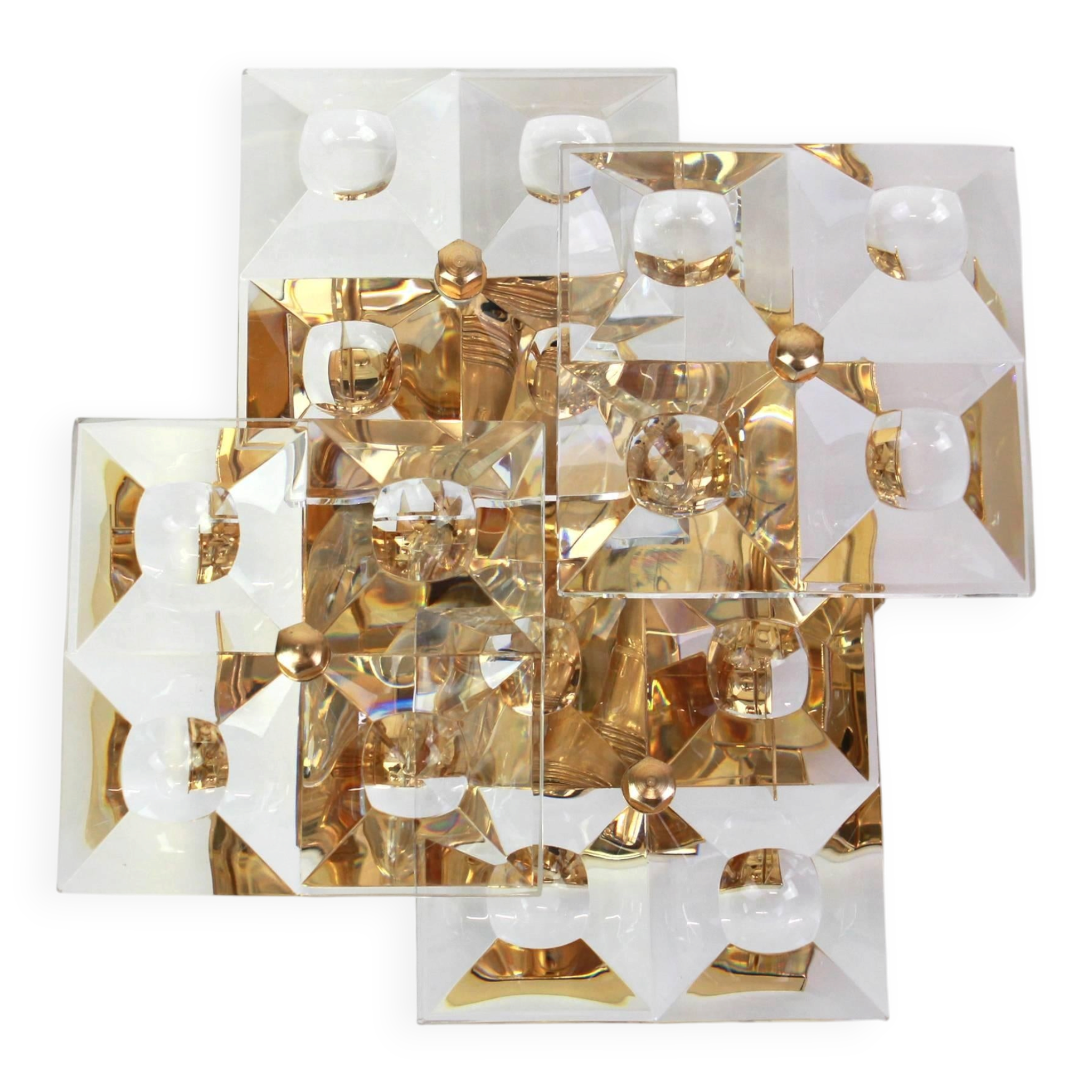 Pair of crystal wall lights by Kinkeldey, Germany, 1970s.
