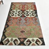 Red Blue Geometric Kilim Rug 112x207Cm SK 35319