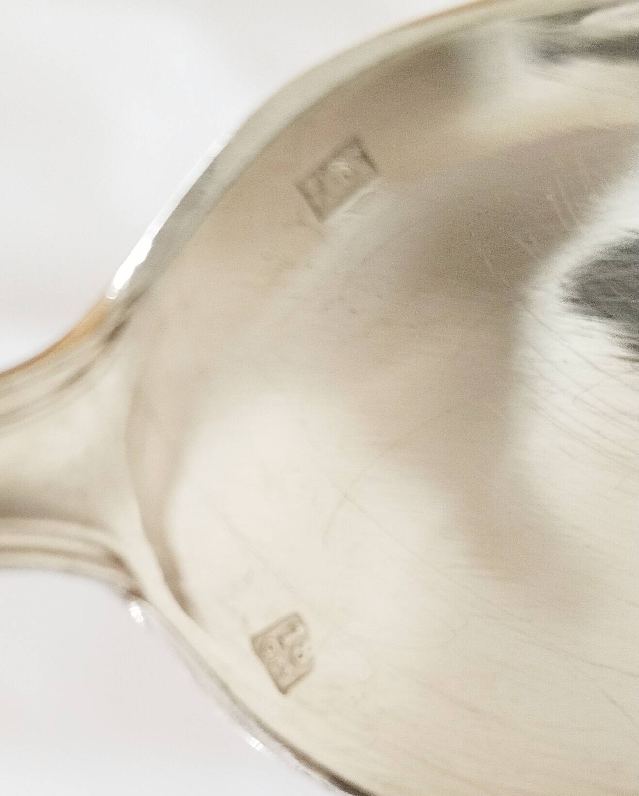 Dessert spoons, silver teaspoons