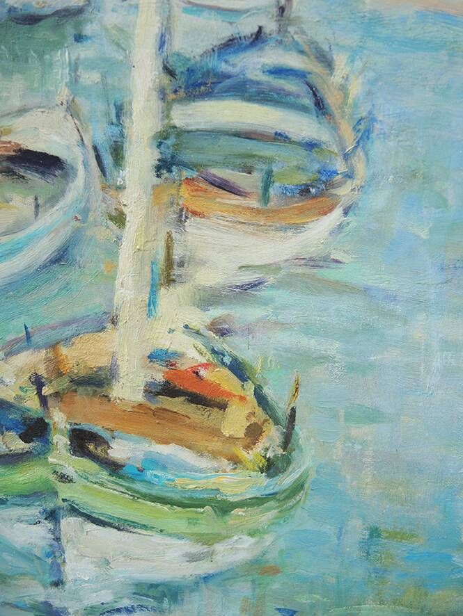 Old Oil on Wood Painting G. Peyrot: Villefranche
