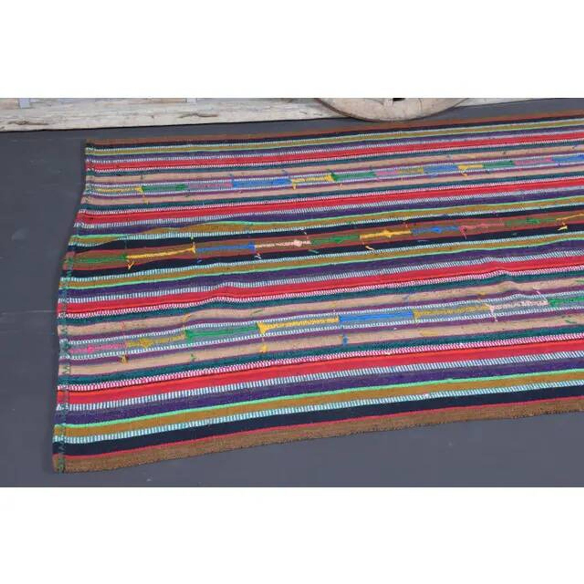 Vintage Turkish Hand-Knotted Wool Cotton Pink Kilim Area Rug 170x245