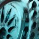 Vintage Teal Blue Glass Vase: Mid-Century Modern Sunburst Design / 1969