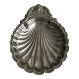Large silver-plated metal dish, shell shape