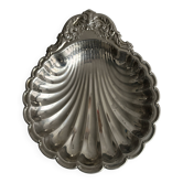 Grand plat en métal argenté, forme coquillage