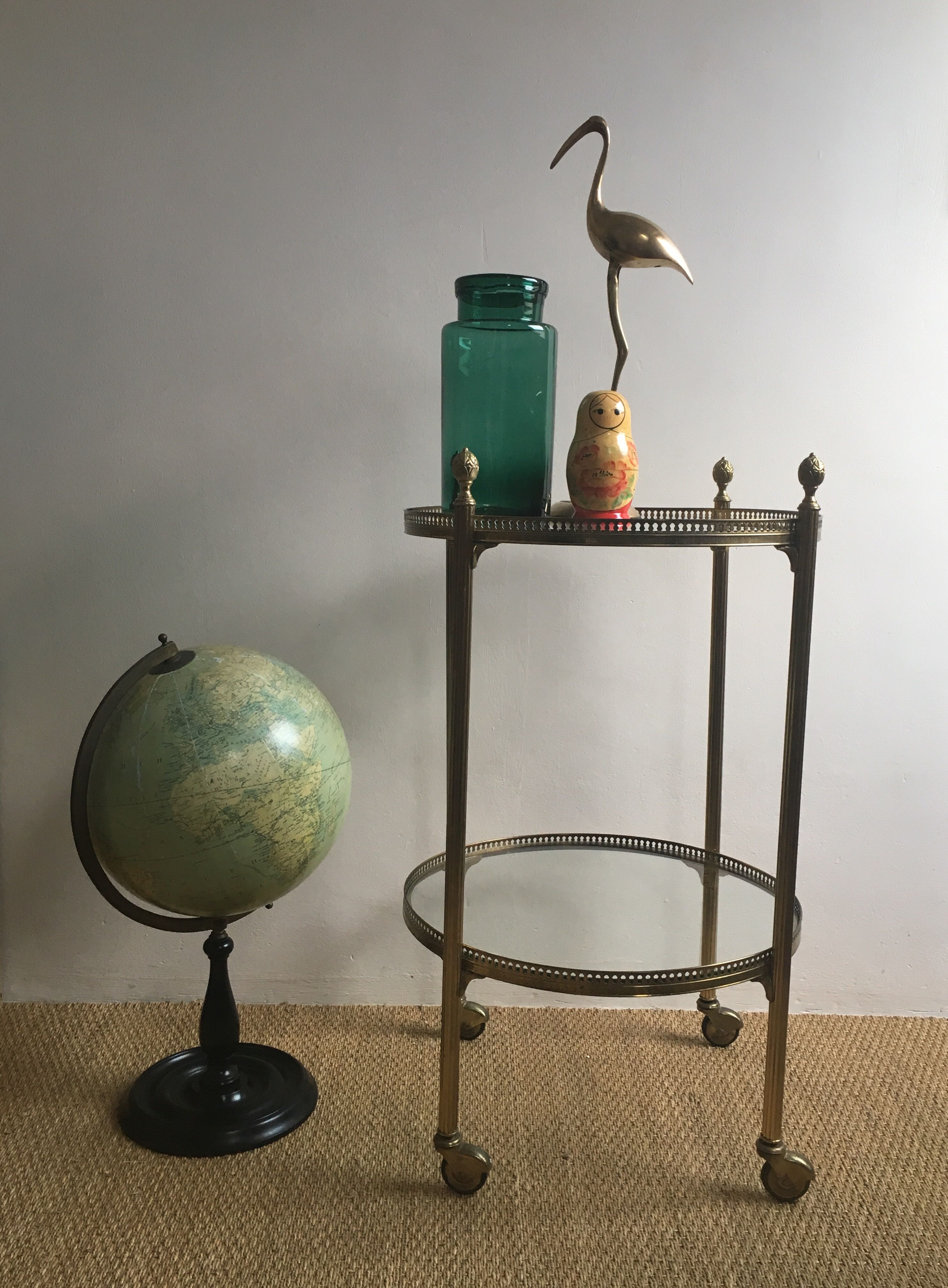 Old breath green glass apothecary jar