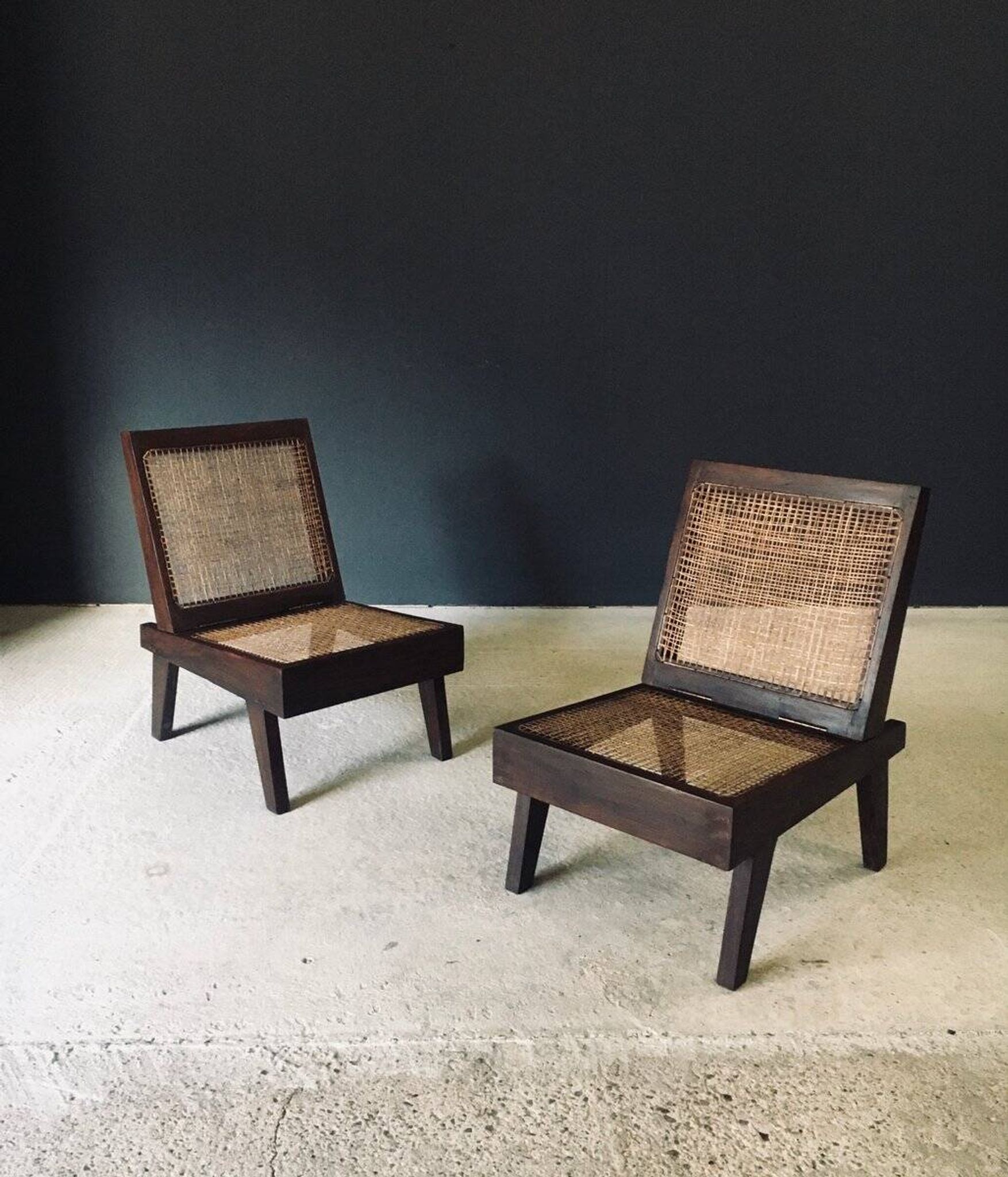 Low Modernist Folding Chairs by Pierre Jeanneret for Chandigarh, India, 1960s, Set of 2