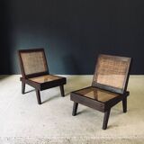 Low Modernist Folding Chairs by Pierre Jeanneret for Chandigarh, India, 1960s, Set of 2