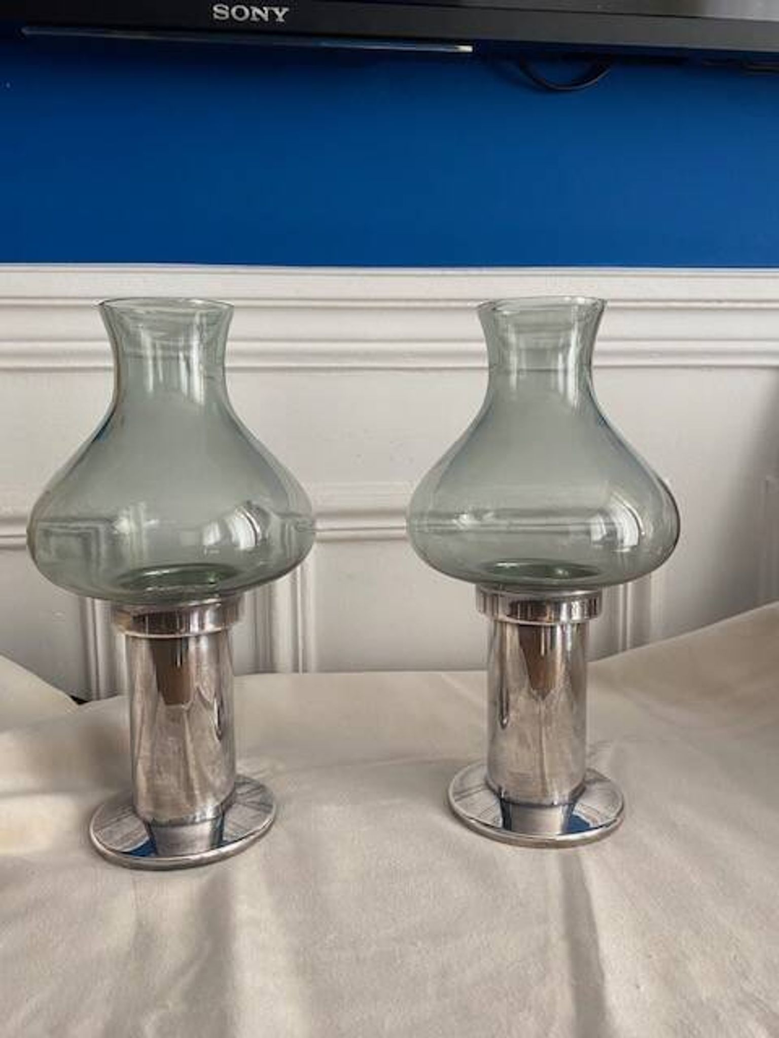 Glass and silver-plated metal photophores Cohr Denmark