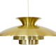 Brushed aluminum pendant light with golden finish, Denmark 1970