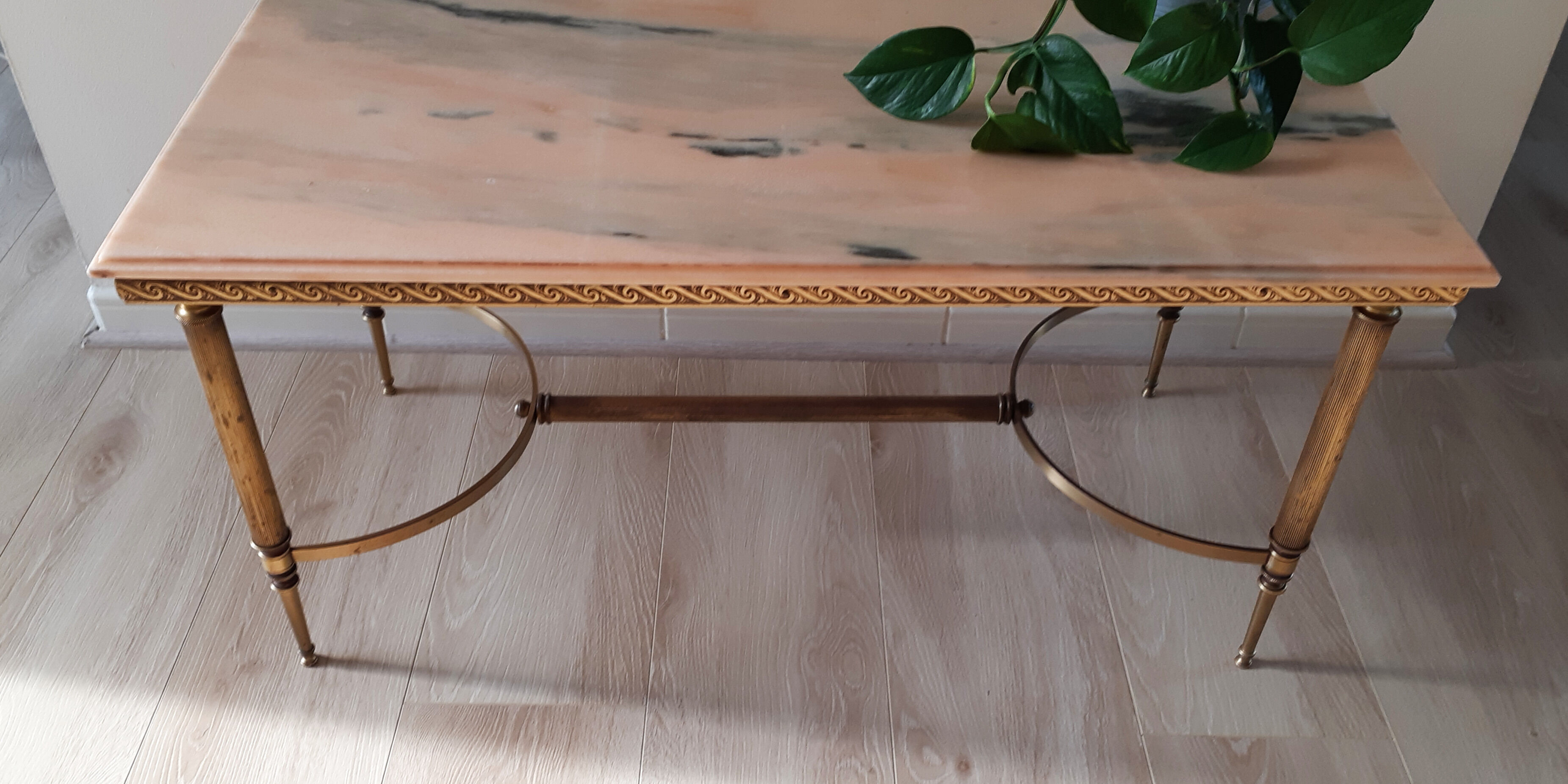 Bronze and marble coffee table