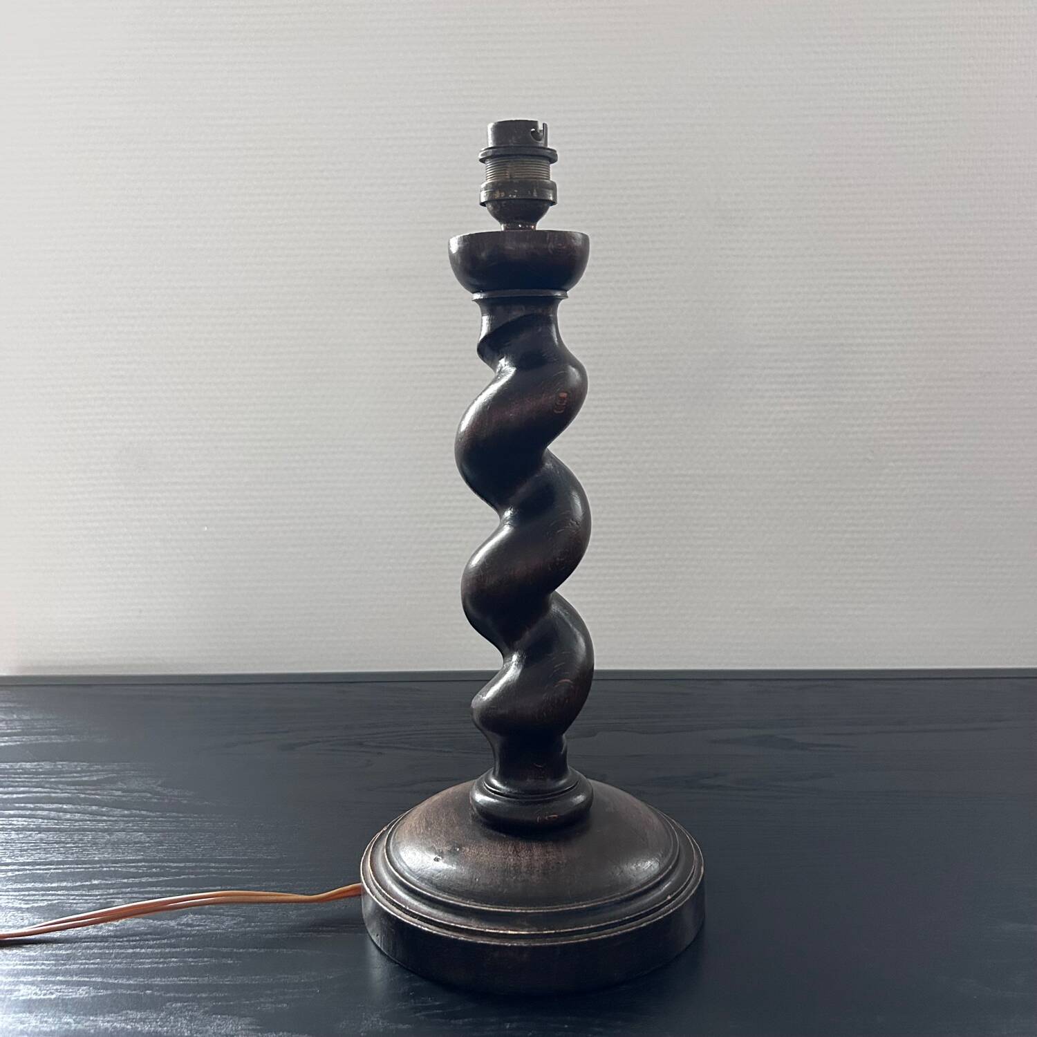 Turned wooden lamp base