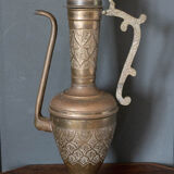 Oriental ewer in brass or copper with handle mid-twentieth