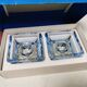 Two candleholders in turquoise/tranparent glass from Danish Kastrup-Holmegaard glassworks 1965-72