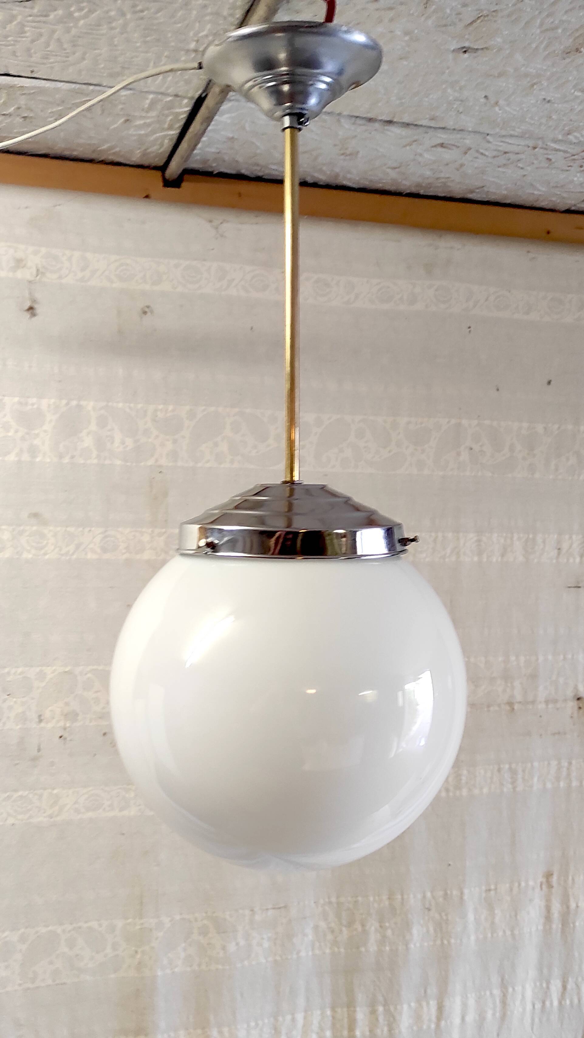 Bauhaus opaline globe pendant light 25 cm - mid-20th century