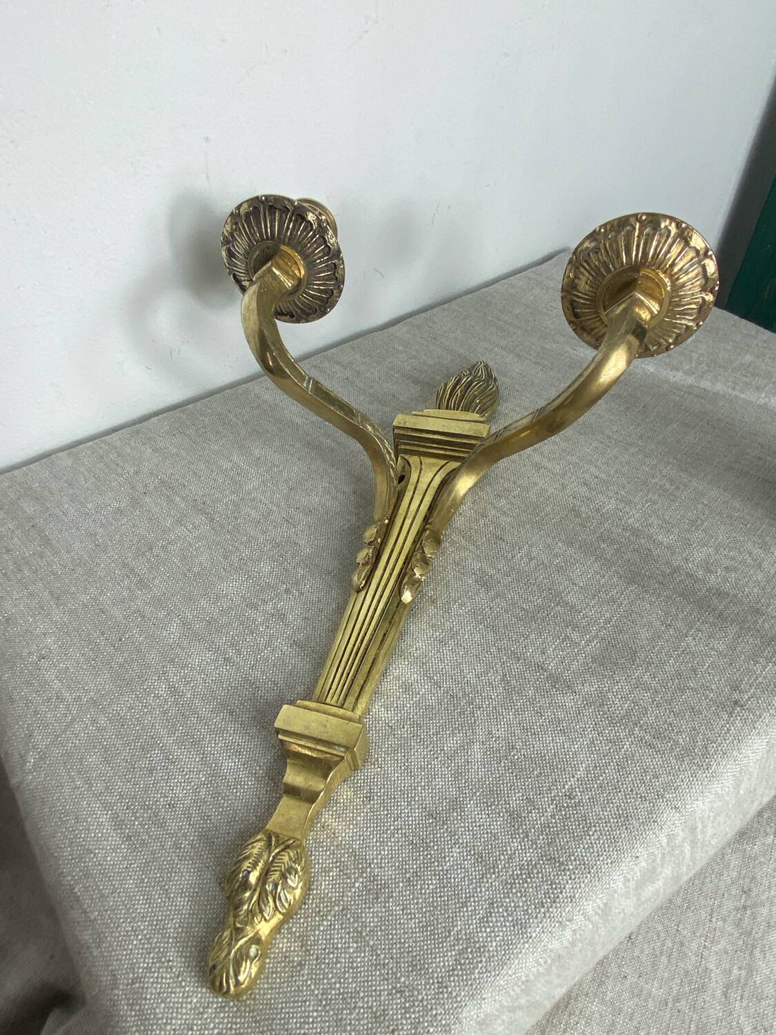 Two Empire style bronze wall candlesticks