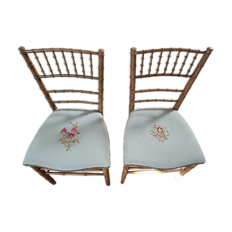 Paire de chaises anciennes style Napoléon en tapisserie