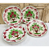 7 dessert plates XIX Sarreguemines stencil decoration