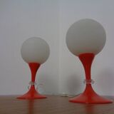 Glass and Plastic Tulip Bedside Lamps, 1970s, Set of 2