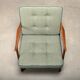 Pair of Mid-Century Italian Armchairs in stained Beech and Green Cushions