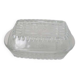 Molded glass butter dish