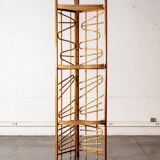 Large wooden and bamboo corner shelf