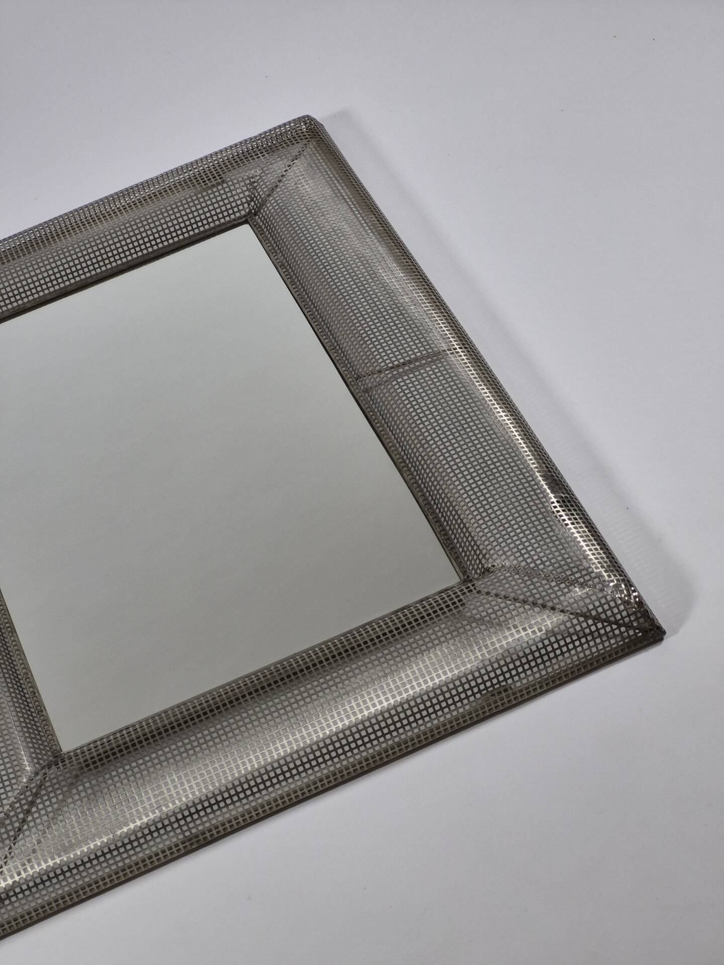Vintage postmodern metall grid wall mirror