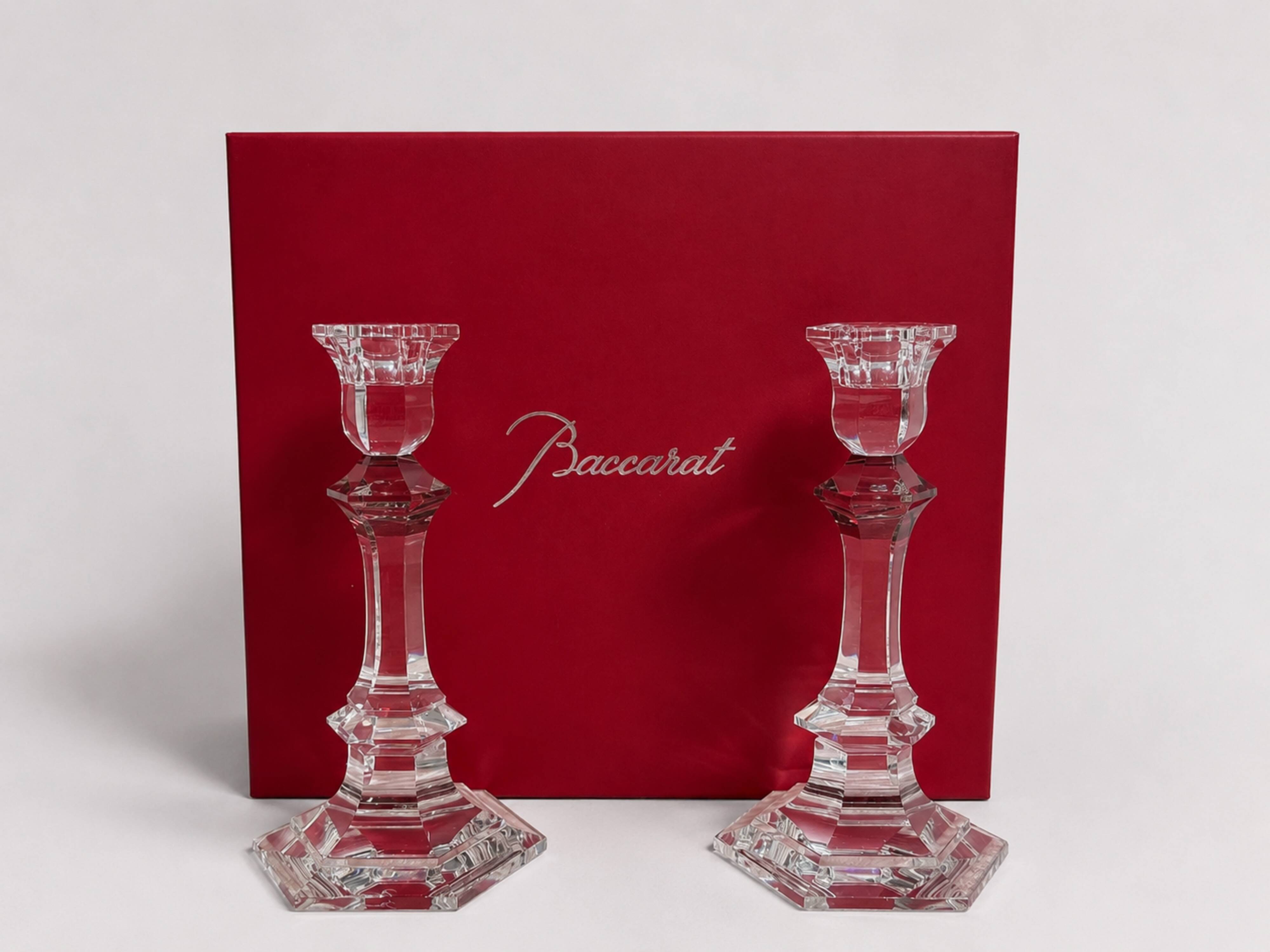 Baccarat - Candlestick (2) - Crystal, Glass - Harcourt candlestick Red