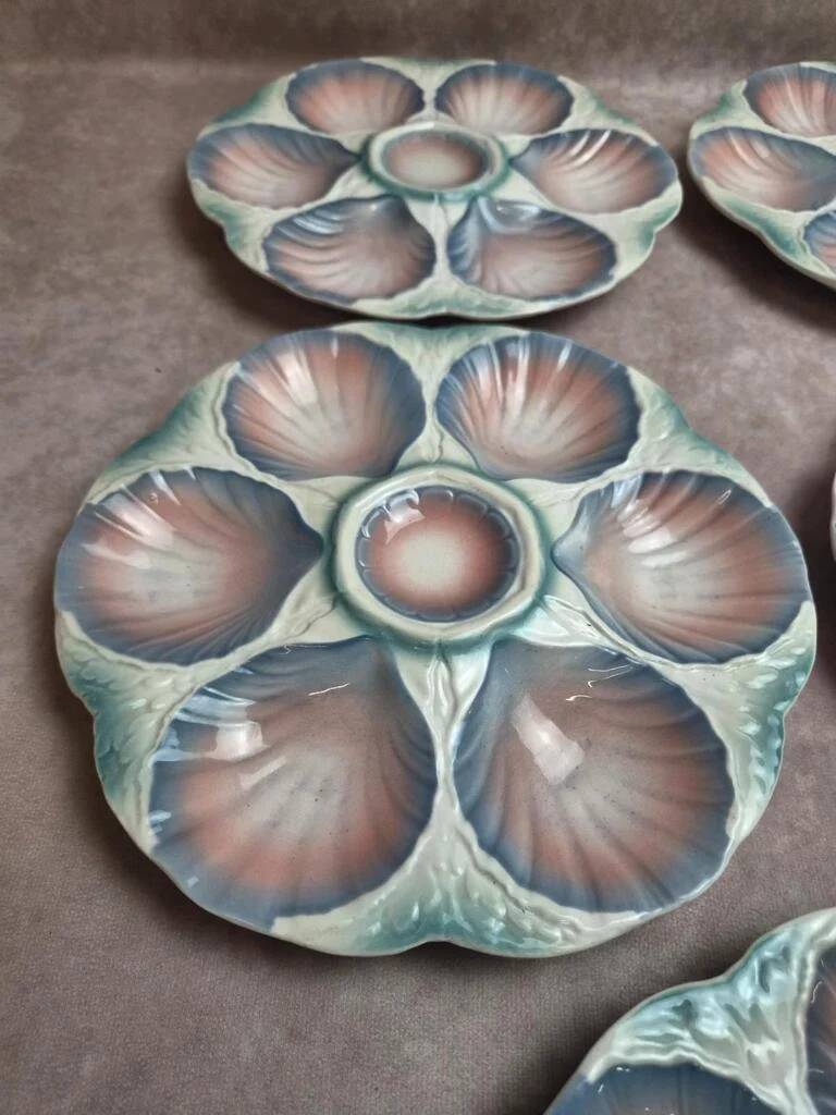 Set of 5 oyster plates Digoin Sarreguemines no. 32 – Antique majolica