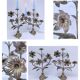Paire de chandeliers laiton bronze décor floral