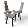 Duo of brutalist wooden chairs and a stool 1960