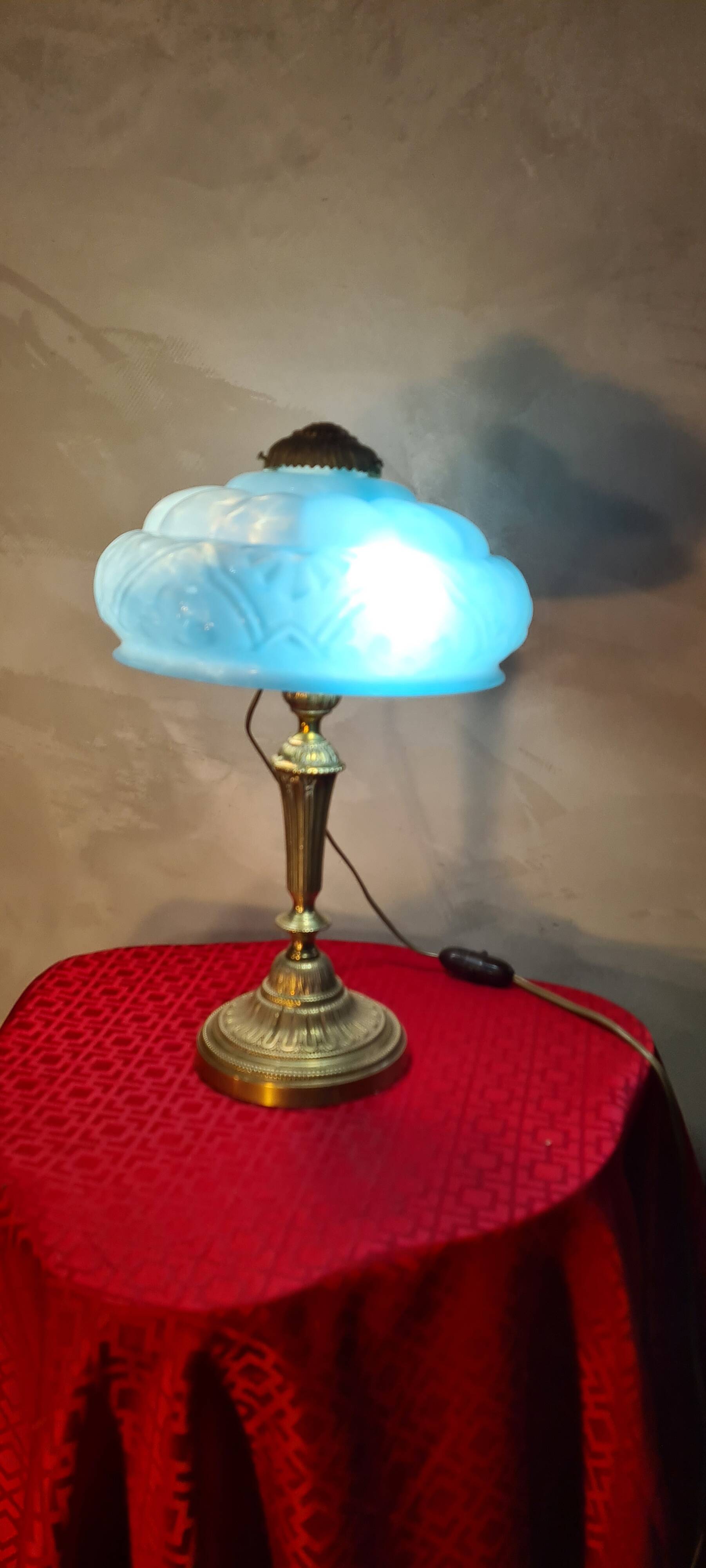 Bronze and blue opaline lamp 42x24
