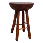 Brutalist side stool "half-sphere" in solid wood, 50 cm