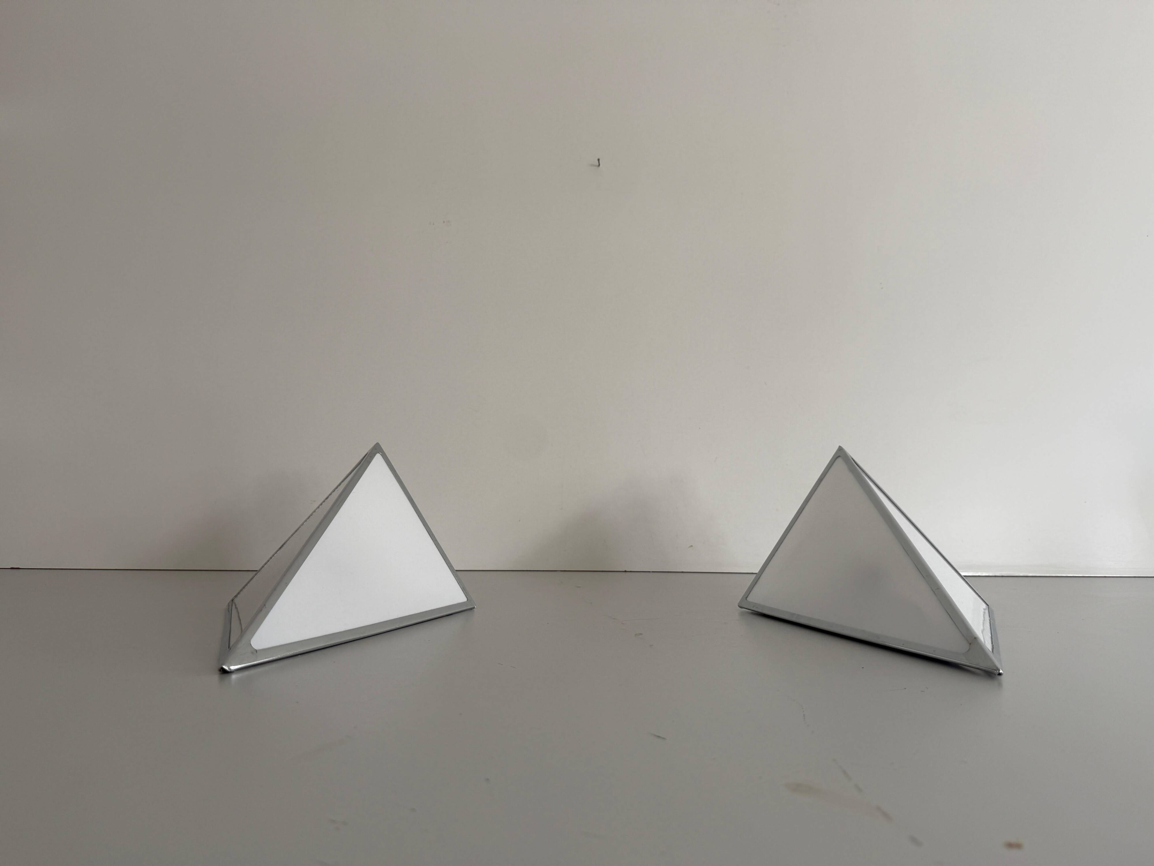 Pair of opal glass wall lights with an aluminium body, 1980s, Germany