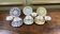 Digoin Art Deco cup set, 6 cups + vintage saucers.