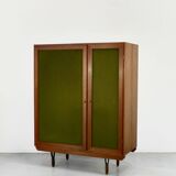 Armoire italienne vintage en teck et velours, années 1960