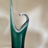 Shell crystal art sculpture vase by Paul Kedelv for Flygsfors, Scandinavian glass