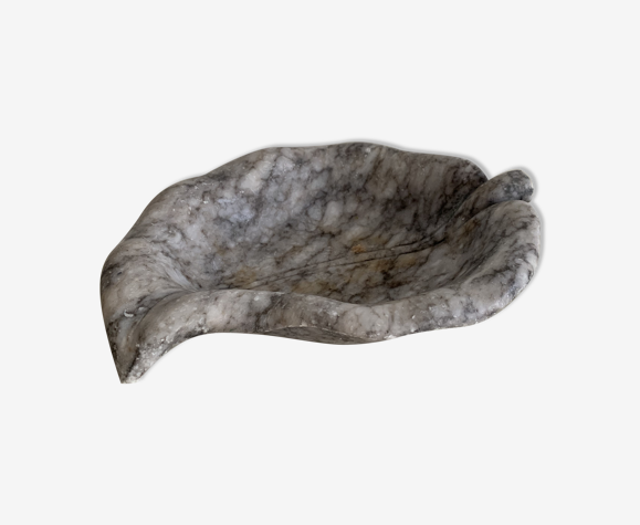 Cendrier feuille en pierre veiné gris & blanc