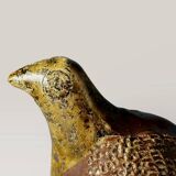 Ancient zoomorphic whistle of a partridge bird in glazed stoneware from La Borne.