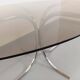 Vintage oval dining table in smoked glass and chrome metal