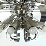 Mid-century pair of Italian chrome chandeliers from 70