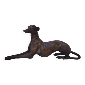 Chien lévrier en bronze, art déco, décoration vintage